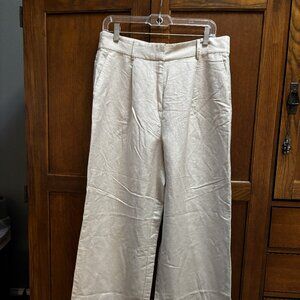 LOFT Women’s Peyton Trouser Linen Blend Size 10 NWT Wide Leg